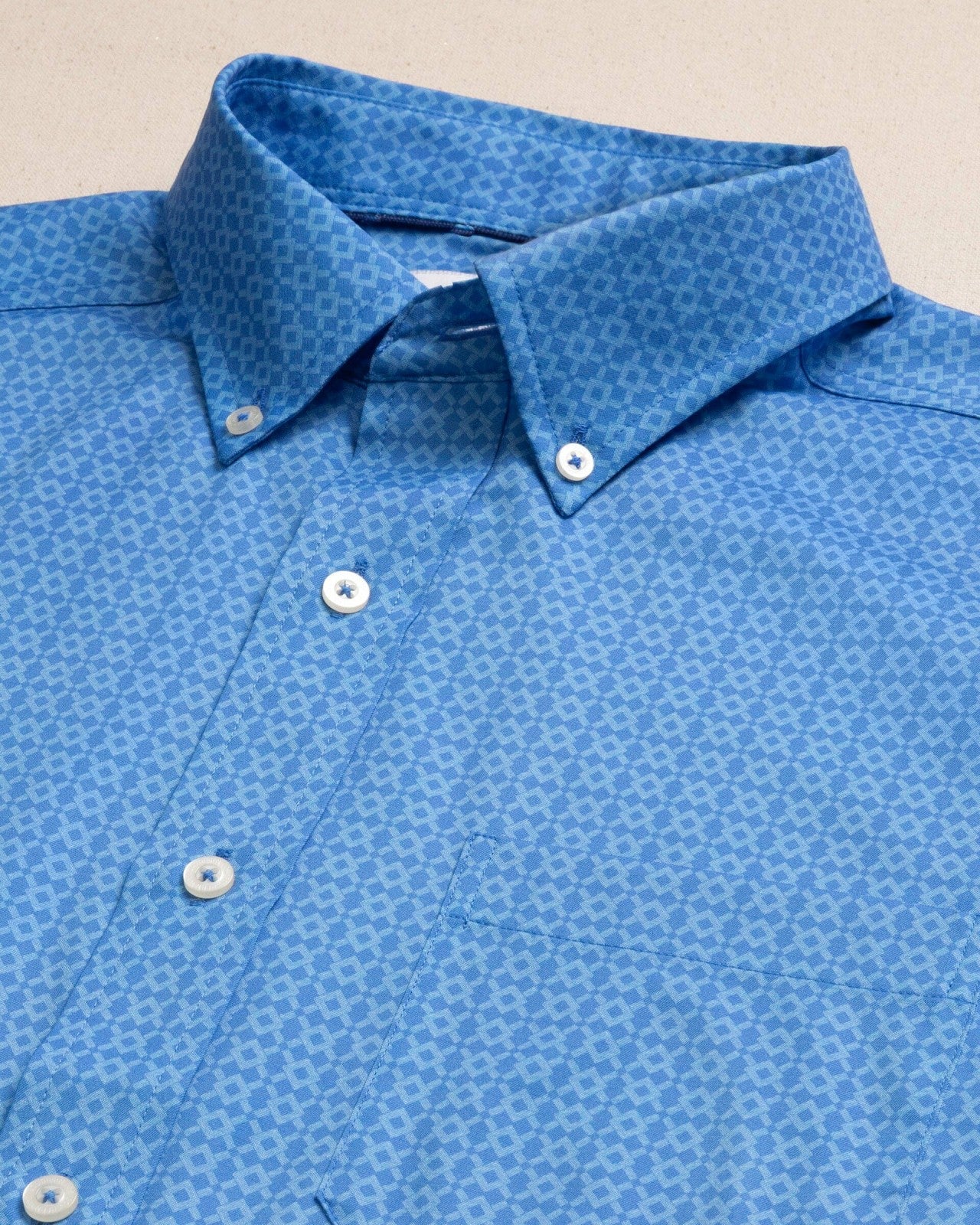 Southern Tide Seaside Geo Short Sleeve Sport Shirt For Men|Sale