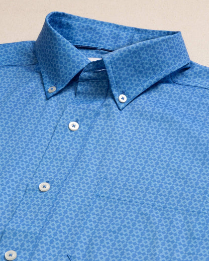 Southern Tide Seaside Geo Short Sleeve Sport Shirt For Men|Sale