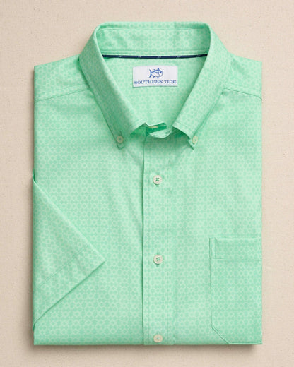 Southern Tide Seaside Geo Short Sleeve Sport Shirt For Men|Sale