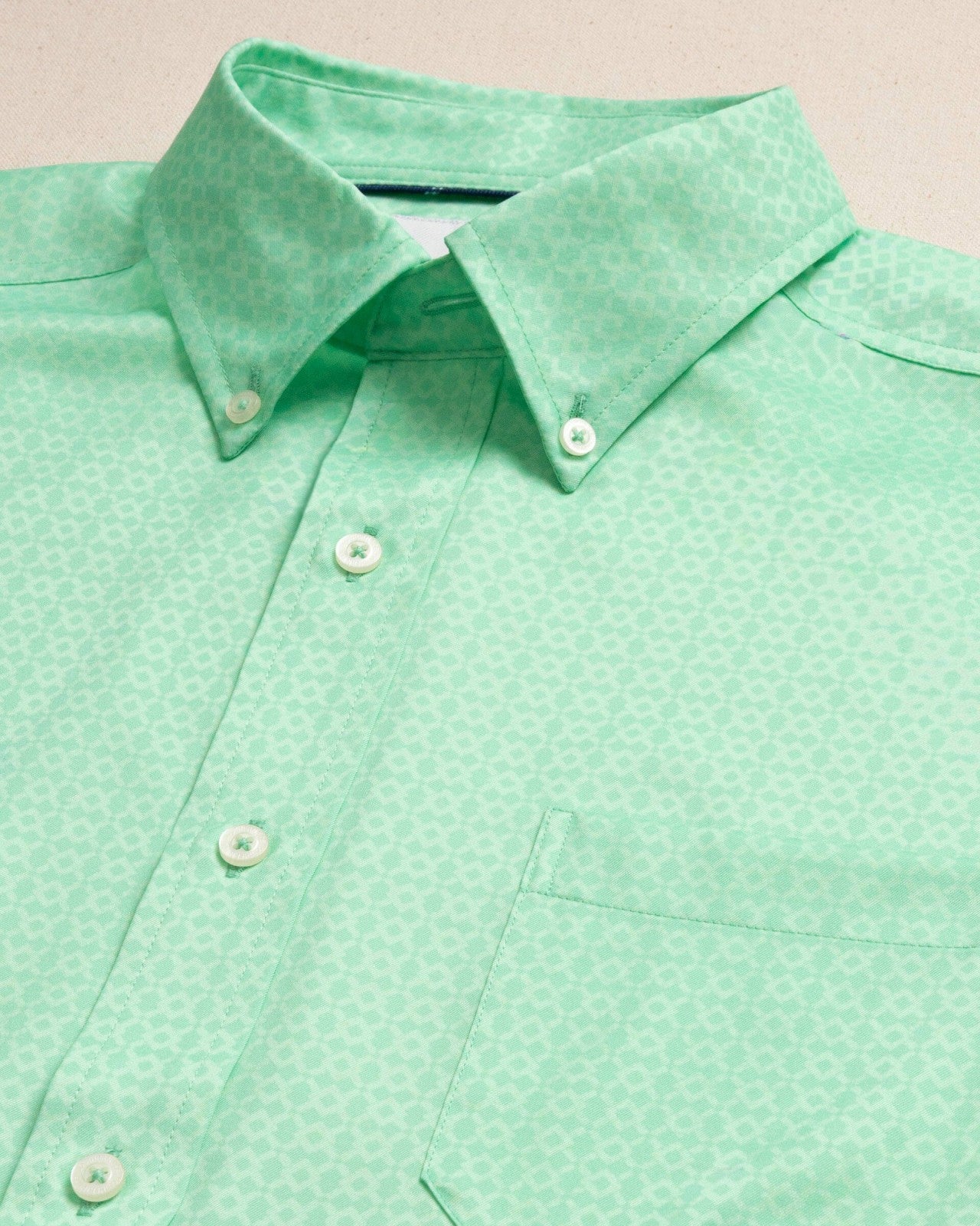 Southern Tide Seaside Geo Short Sleeve Sport Shirt For Men|Sale