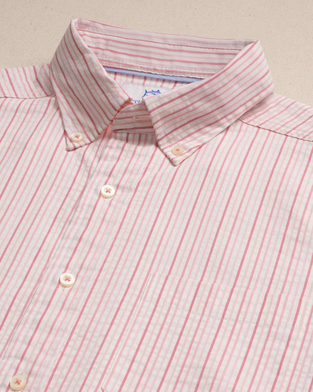 Southern Tide Marina Seersucker Short Sleeve Sport Shirt For Men|Sale