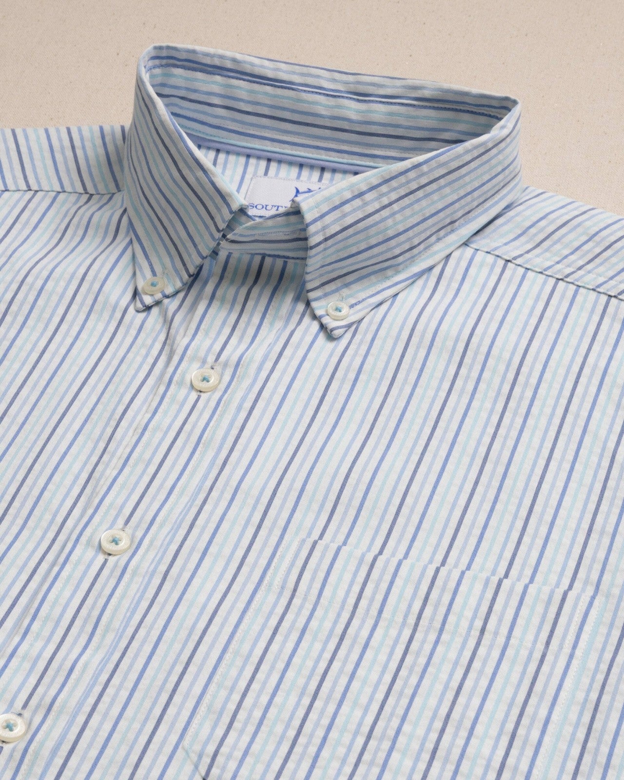 Southern Tide Marina Seersucker Short Sleeve Sport Shirt For Men|Sale