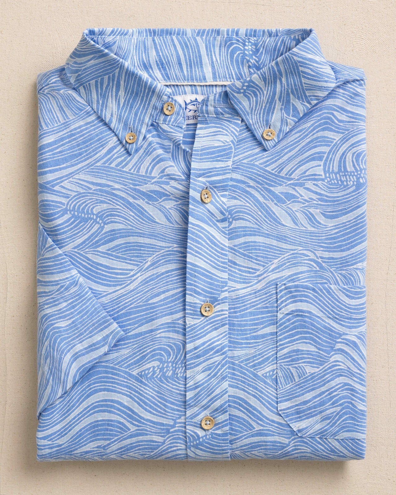 Southern Tide Rolling Waves Short Sleeve Sport Shirt For Men|Sale