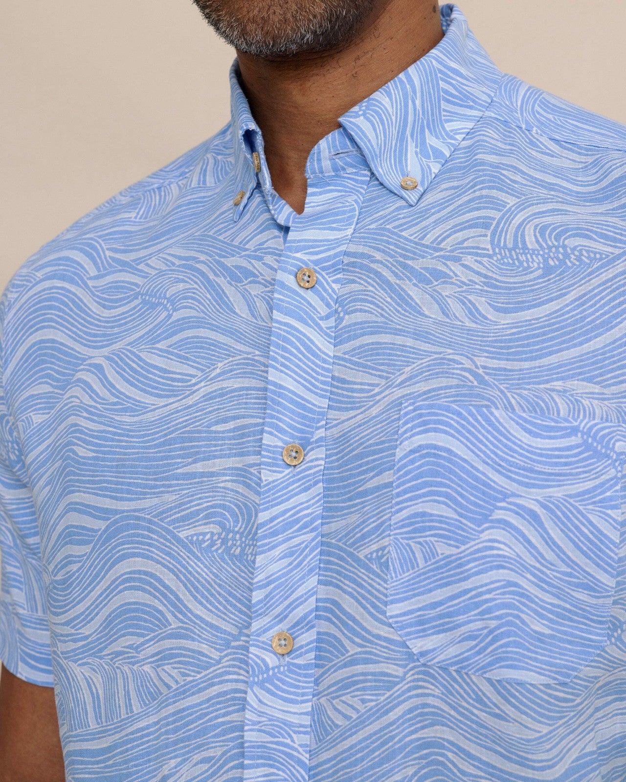 Southern Tide Rolling Waves Short Sleeve Sport Shirt For Men|Sale