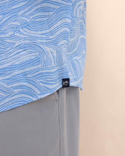Southern Tide Rolling Waves Short Sleeve Sport Shirt For Men|Sale