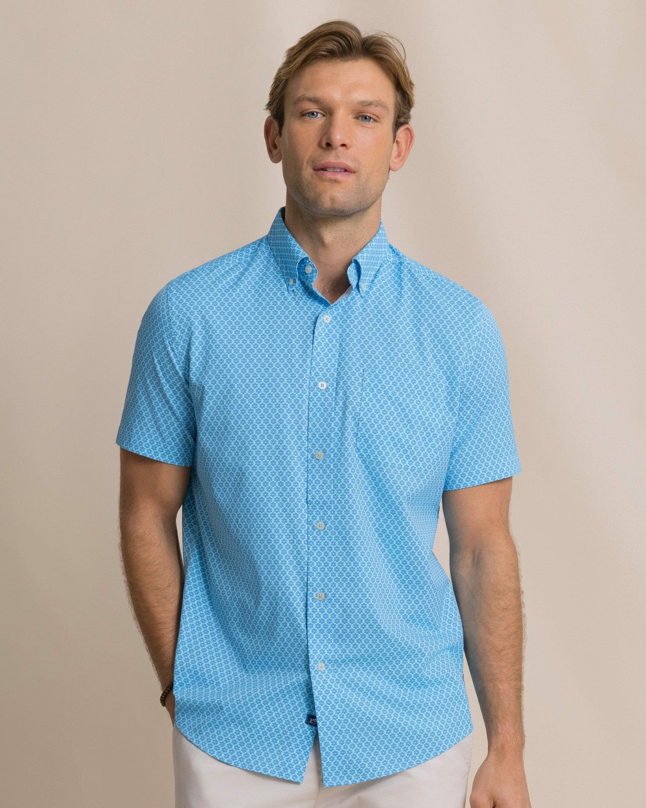 Southern Tide Flower Garden Short Sleeve Sport Shirt For Men|Sale