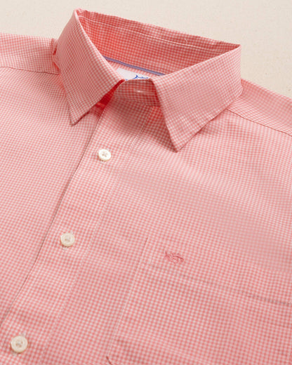 Southern Tide Charleston Parkwood Micro-Gingham Shirt - Coral For Men|Sale