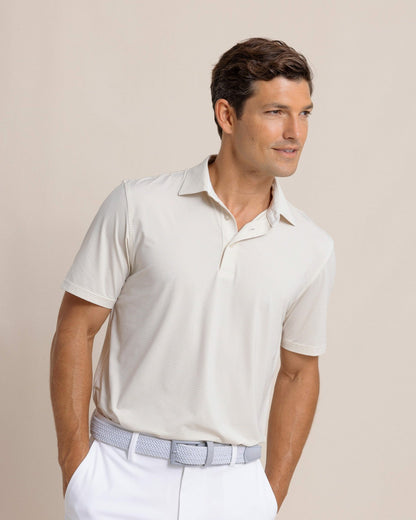 Southern Tide brrr°®-eeze Meadowbrook Stripe Polo - Sand White For Men|Sale