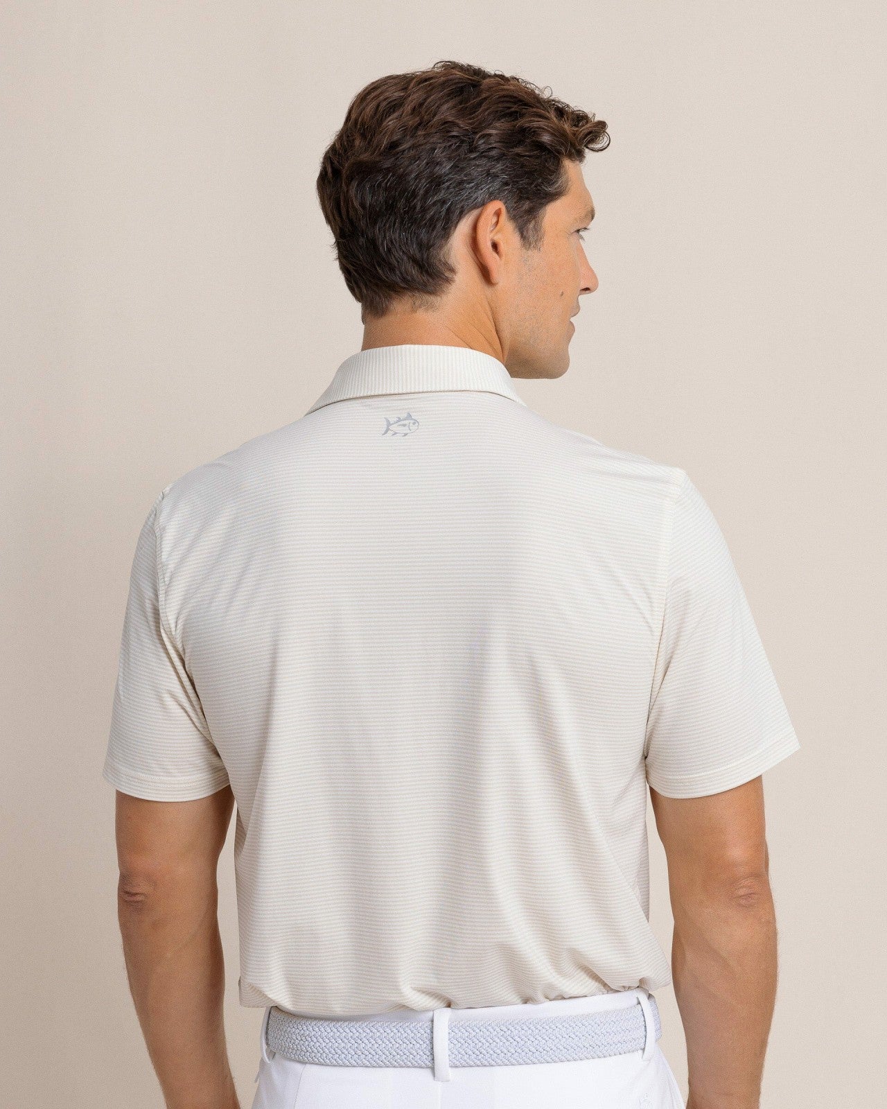 Southern Tide brrr°®-eeze Meadowbrook Stripe Polo - Sand White For Men|Sale