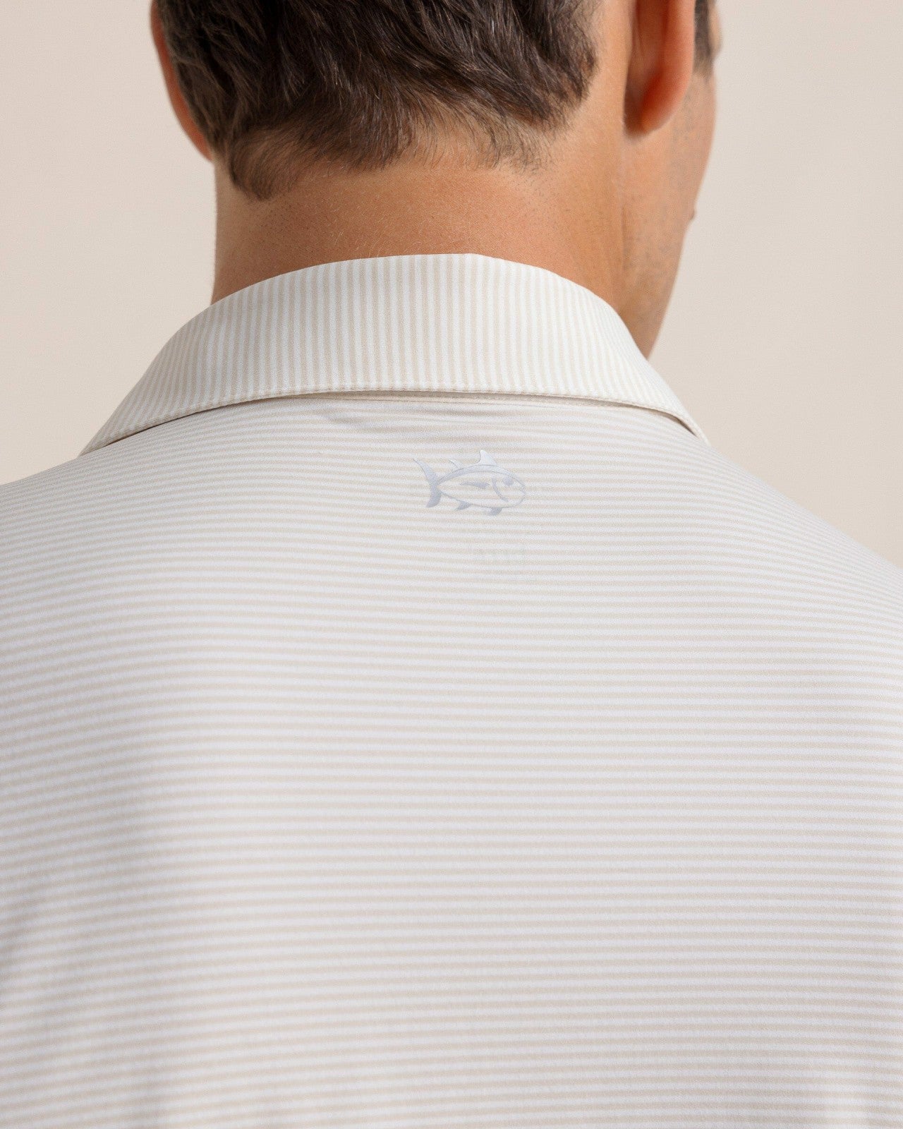 Southern Tide brrr°®-eeze Meadowbrook Stripe Polo - Sand White For Men|Sale
