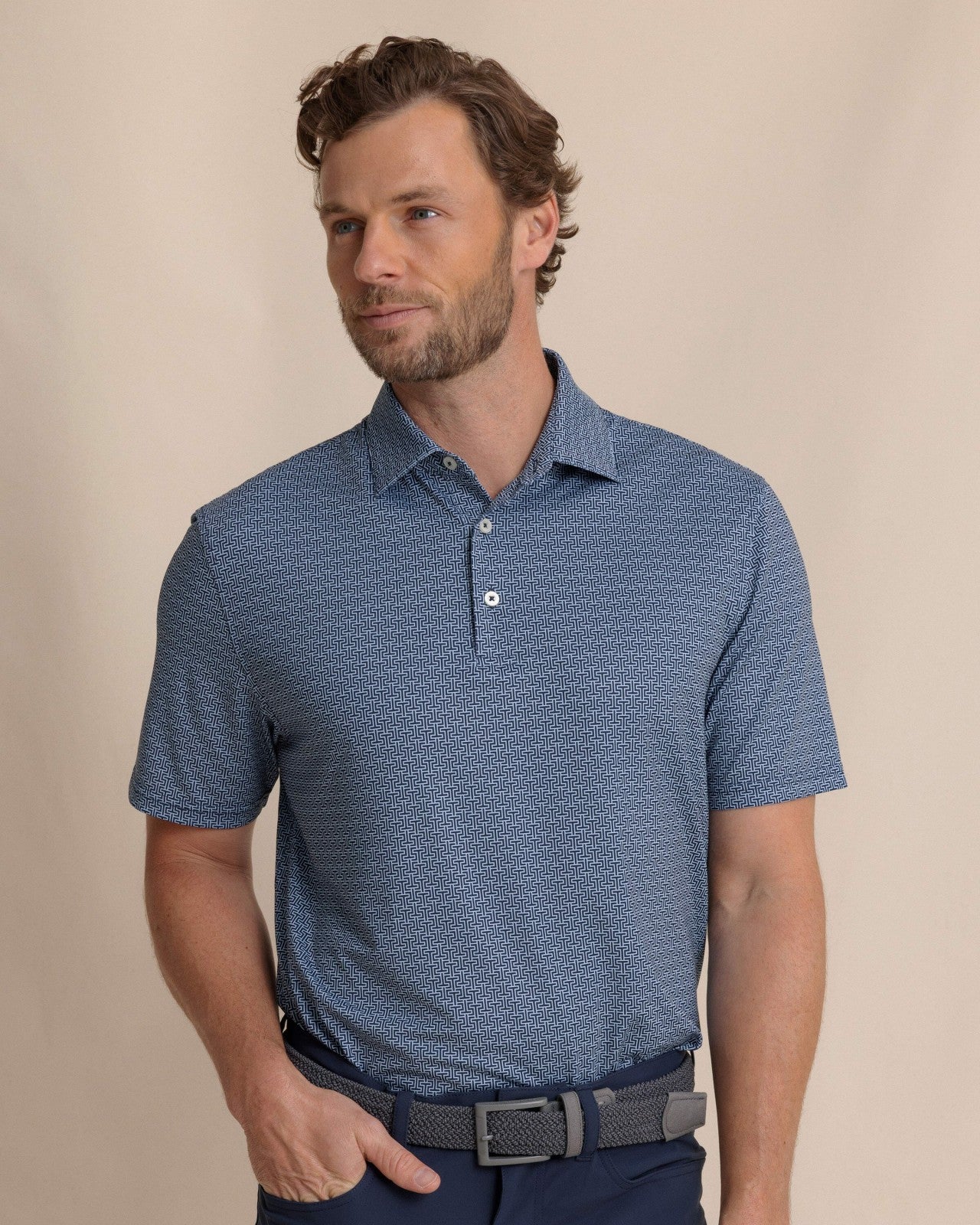 Southern Tide Driver ST Geo Printed Polo For Men|Sale