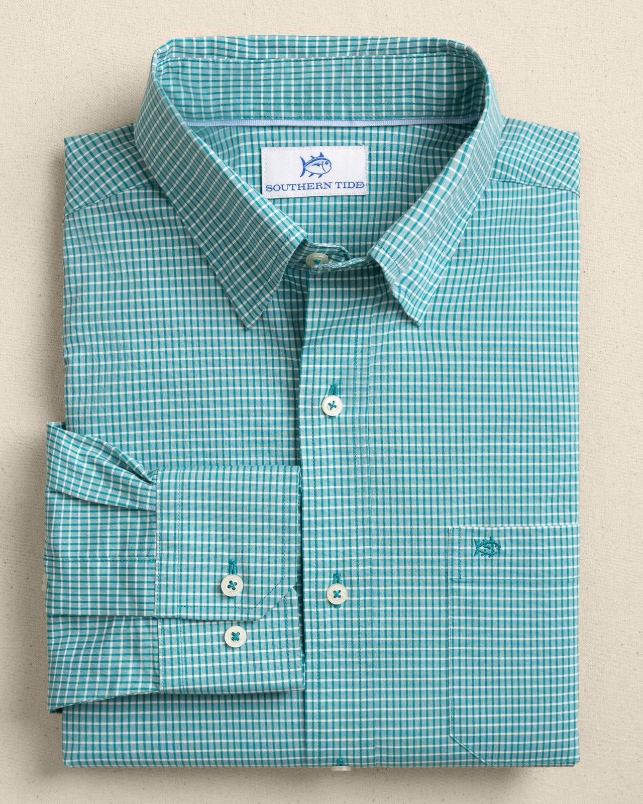 Southern Tide Crofton Plaid Charleston Sport Shirt - Spruce For Men|Sale