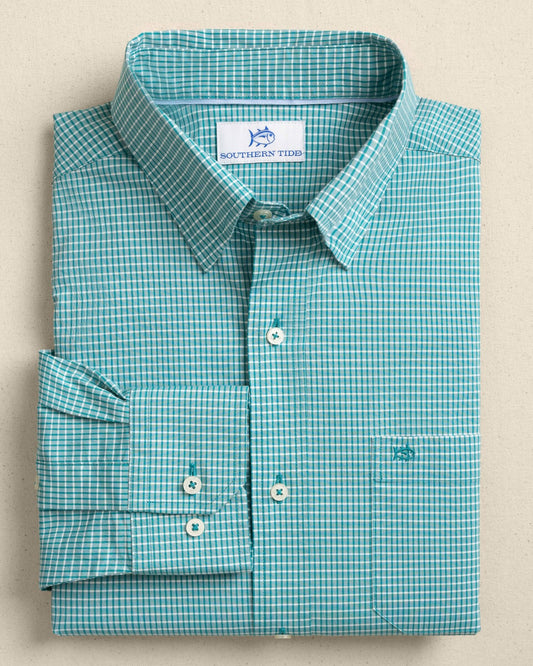 Southern Tide Crofton Plaid Charleston Sport Shirt - Spruce For Men|Sale