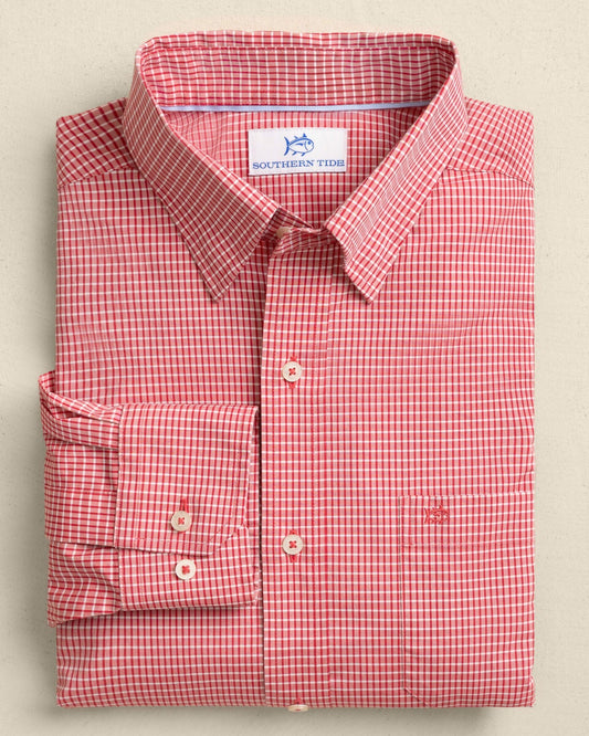 Southern Tide Crofton Plaid Charleston Sport Shirt - Red For Men|Sale