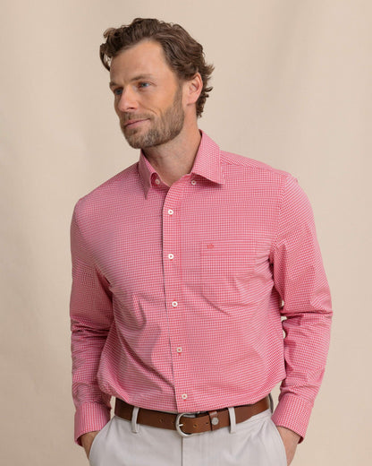 Southern Tide Crofton Plaid Charleston Sport Shirt - Red For Men|Sale