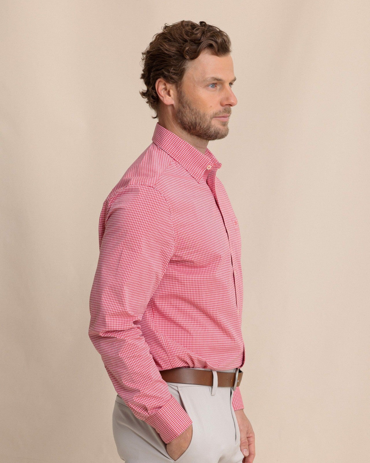 Southern Tide Crofton Plaid Charleston Sport Shirt - Red For Men|Sale