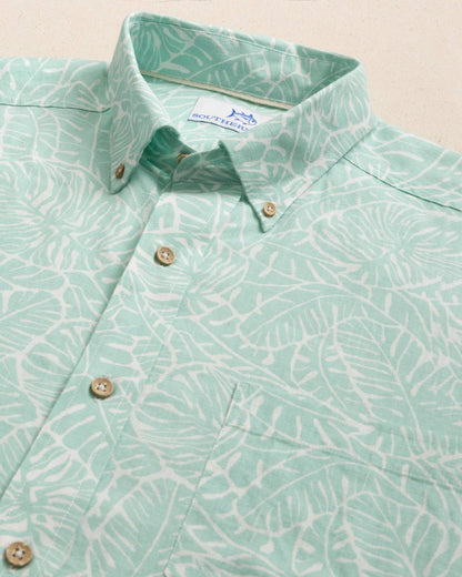 Southern Tide Beach Palms Linen Rayon Short Sleeve Sport Shirt For Men|Sale