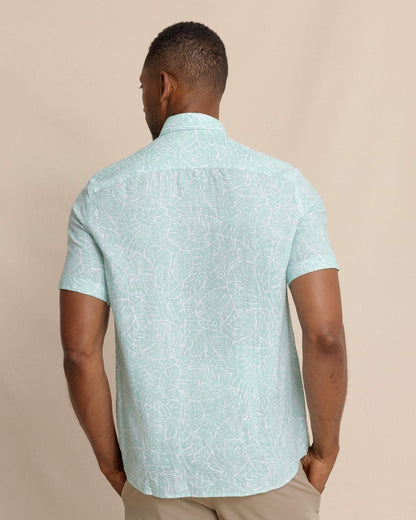 Southern Tide Beach Palms Linen Rayon Short Sleeve Sport Shirt For Men|Sale