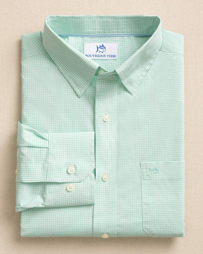 Southern Tide Charleston Parkwood Micro-Gingham Shirt - Green For Men|Sale