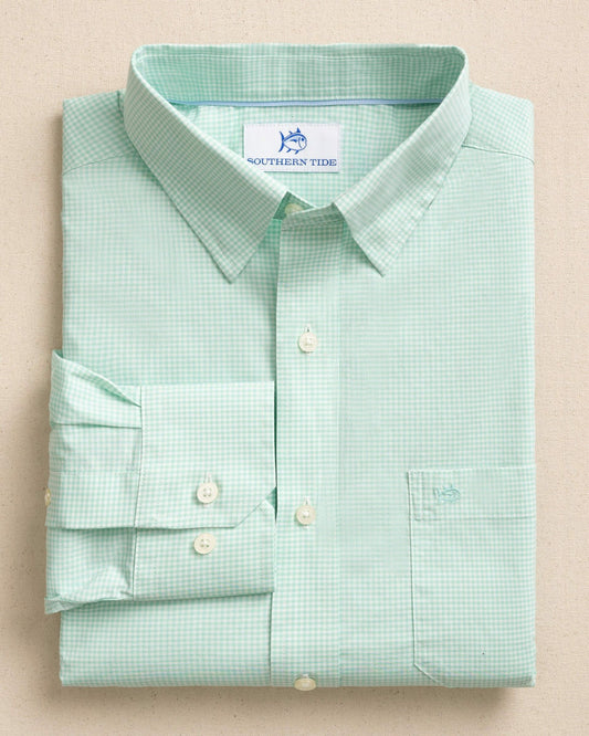 Southern Tide Charleston Parkwood Micro-Gingham Shirt - Green For Men|Sale