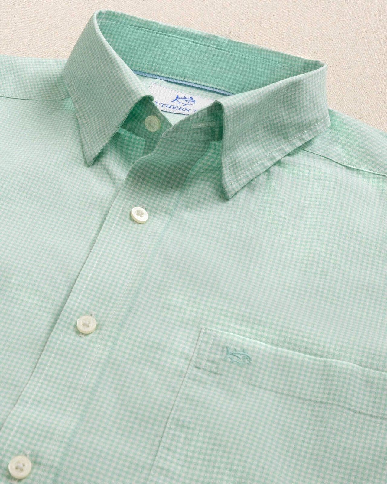 Southern Tide Charleston Parkwood Micro-Gingham Shirt - Green For Men|Sale
