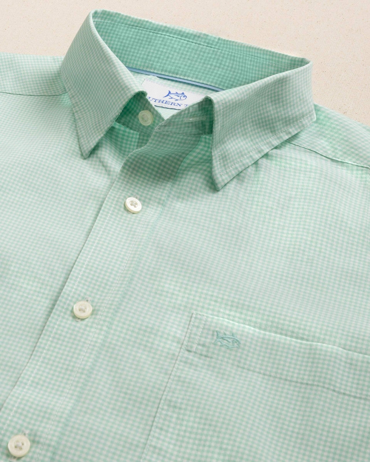 Southern Tide Charleston Parkwood Micro-Gingham Shirt - Green For Men|Sale