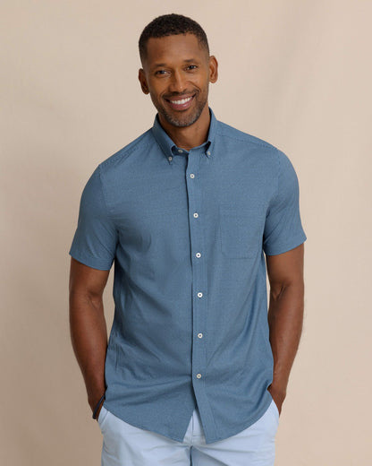 Southern Tide Eastport Heather brrr°® Short Sleeve Sport Shirt For Men|Sale