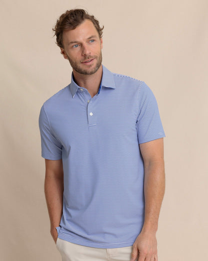 Southern Tide brrr°®-eeze Meadowbrook Stripe Polo - Surf Blue For Men|Sale