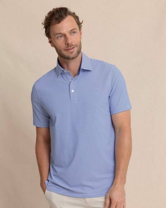 Southern Tide brrr°®-eeze Meadowbrook Stripe Polo - Surf Blue For Men|Sale