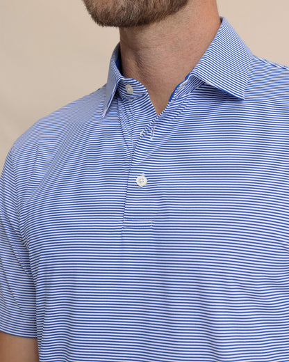 Southern Tide brrr°®-eeze Meadowbrook Stripe Polo - Surf Blue For Men|Sale