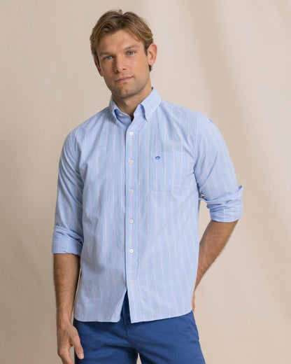 Southern Tide Beachside Charleston Oxford Stripe Sport Shirt For Men|Sale