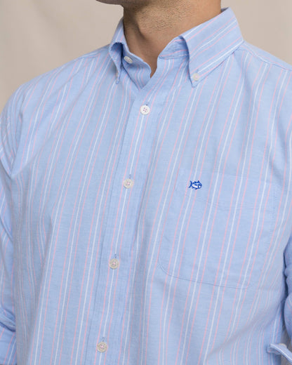 Southern Tide Beachside Charleston Oxford Stripe Sport Shirt For Men|Sale