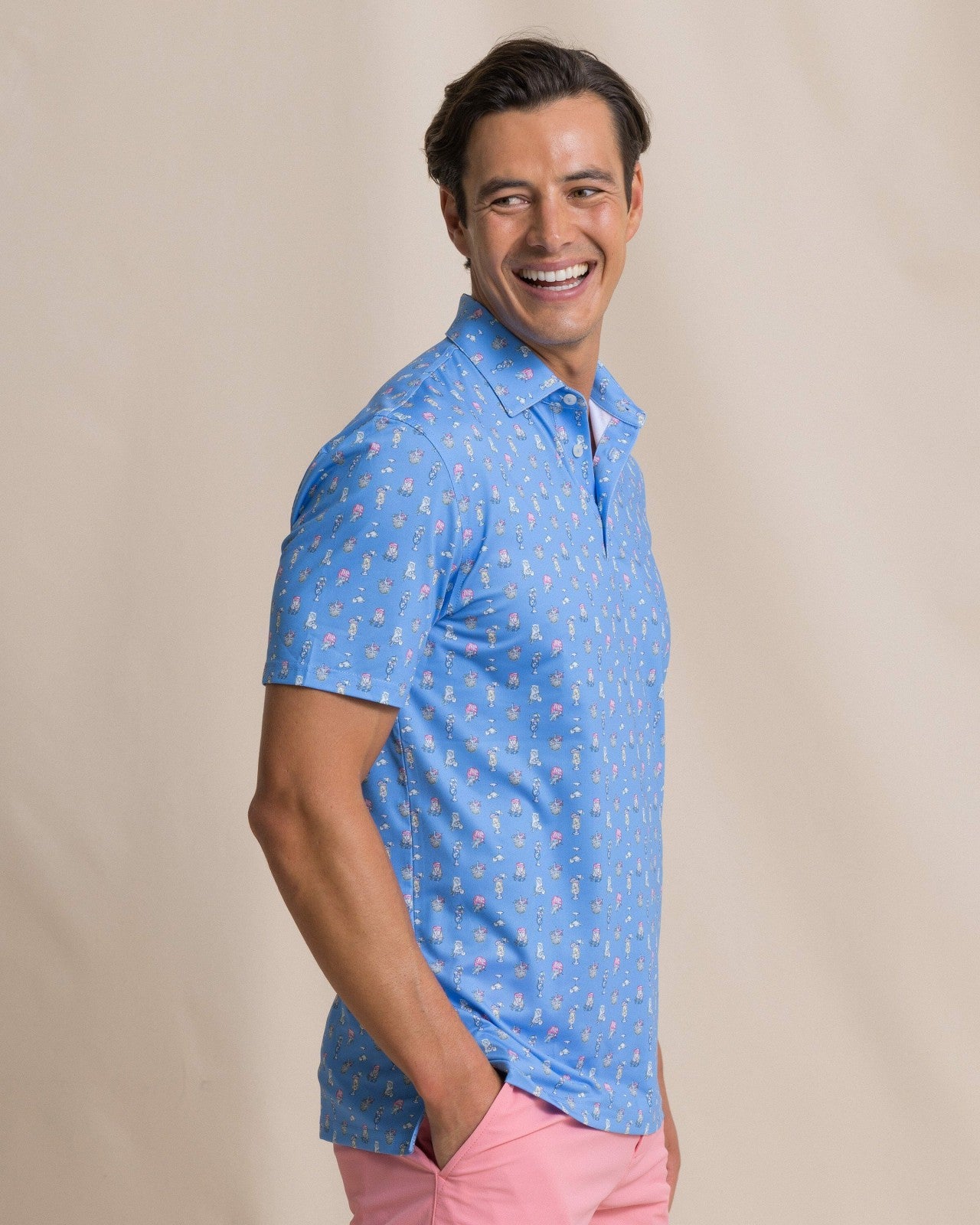 Southern Tide Driver Tropical Drink Printed Polo For Men|Sale