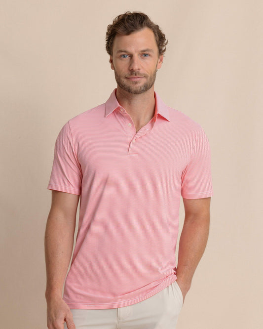 Southern Tide brrr°®-eeze Meadowbrook Stripe Polo - Coral For Men|Sale