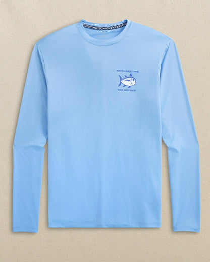 Southern Tide Grey Marlin Long Sleeve Performance T-Shirt For Men|Sale