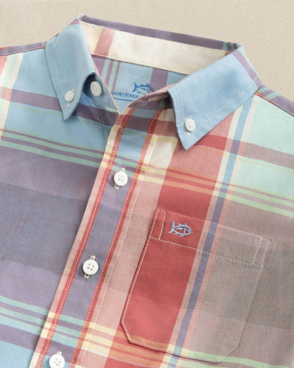 Southern Tide Boys Surfside Madras Sport Shirt For Men|Kids