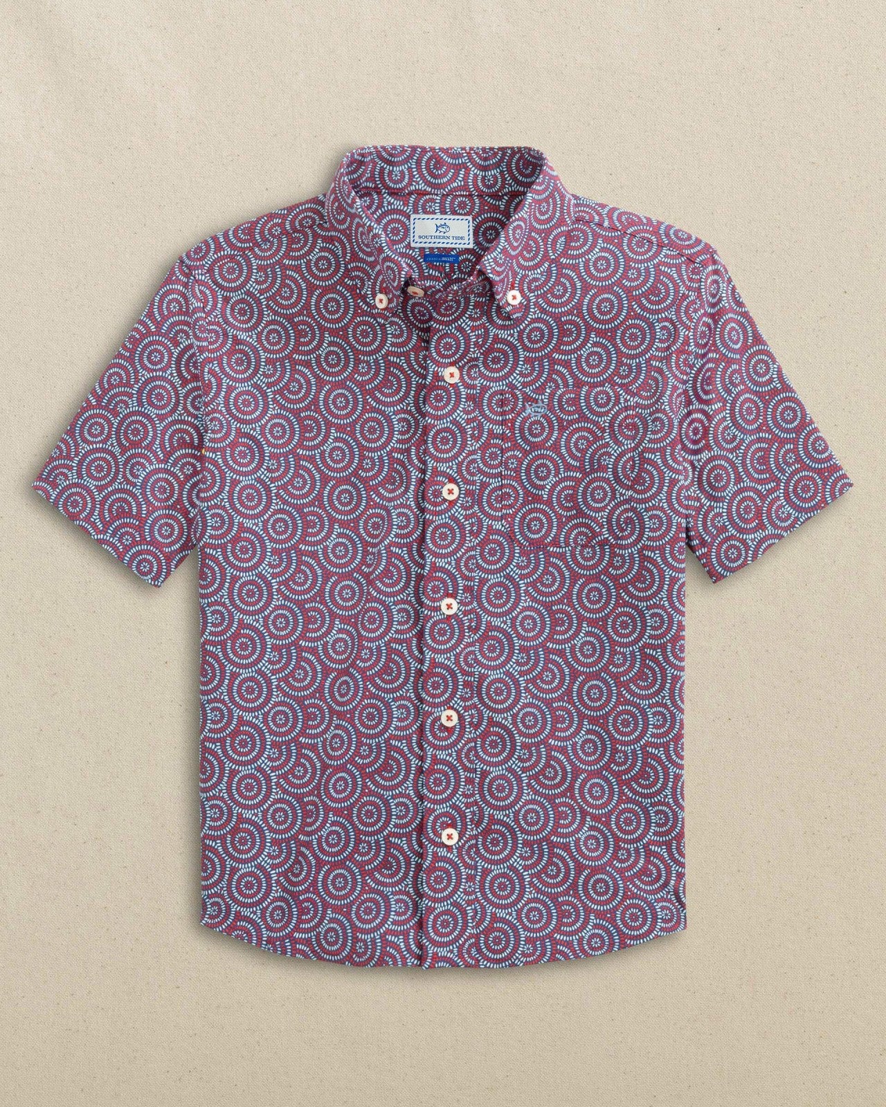 Southern Tide Boys Fireworks Short Sleeve Sport Shirt For Men|Kids