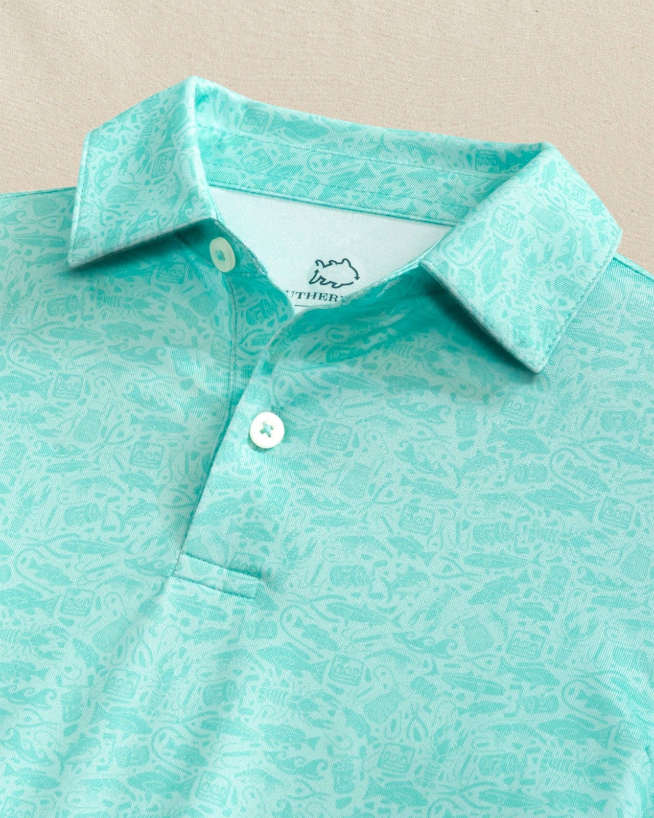 Southern Tide Boys Driver Seawatch Printed Performance Polo For Men|Kids