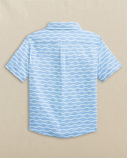 Southern Tide Boys Waves Coastal Breeze® Short Sleeve Sport Shirt For Men|Kids