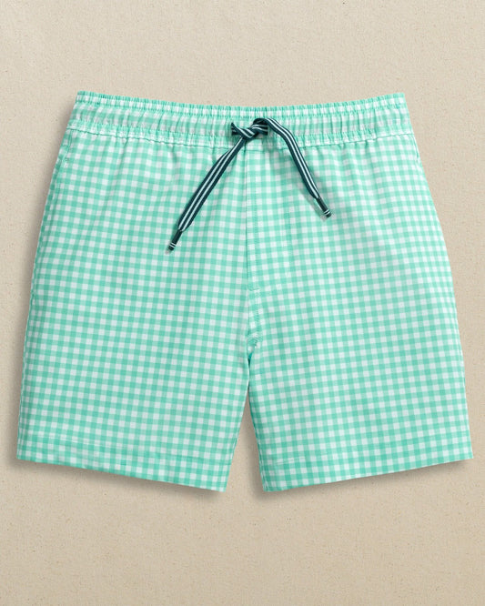 Southern Tide Boys Pelican Bay Gingham Maritime Swim Trunk For Men|Kids
