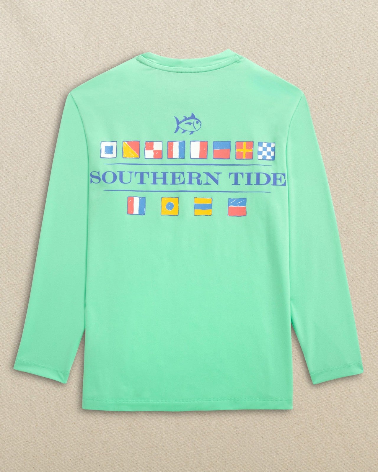Southern Tide Kids Nautical Flags Long Sleeve Performance T-Shirt For Men|Kids