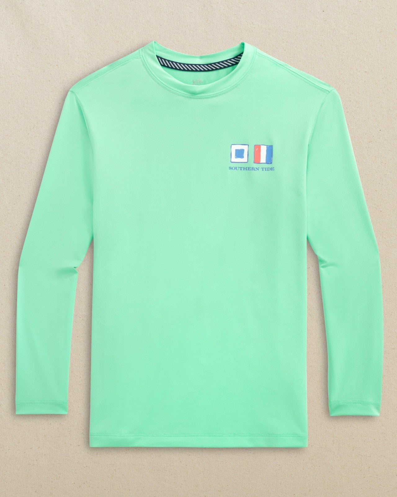 Southern Tide Kids Nautical Flags Long Sleeve Performance T-Shirt For Men|Kids