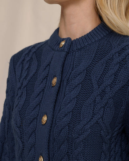 Southern Tide Clarke Cable Knit Cardigan - Dress Blue For Women