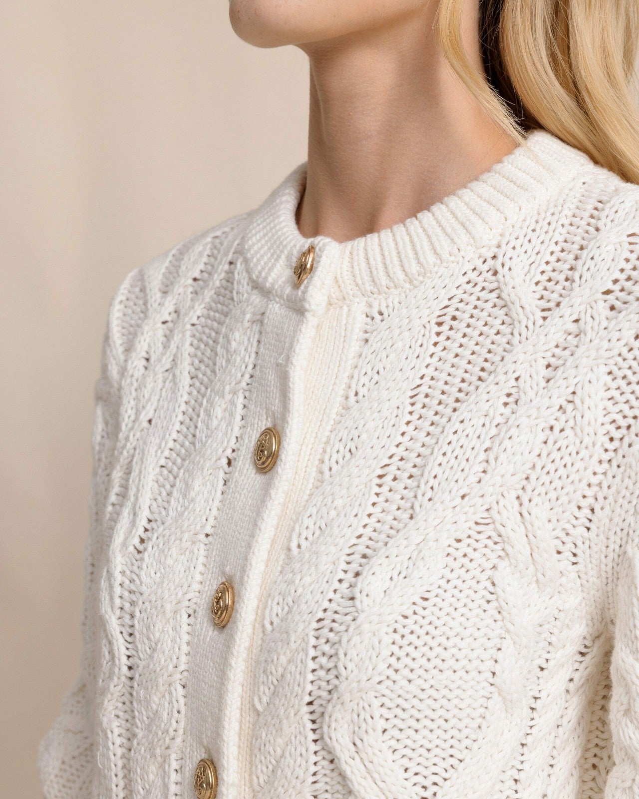 Southern Tide Clarke Cable Knit Cardigan - Sand White For Women