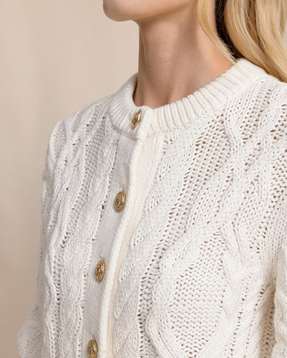 Southern Tide Clarke Cable Knit Cardigan - Sand White For Women