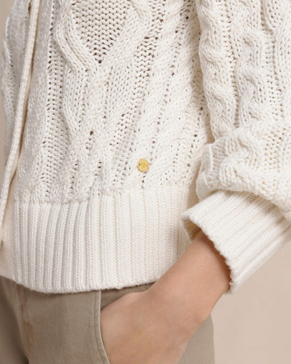 Southern Tide Clarke Cable Knit Cardigan - Sand White For Women