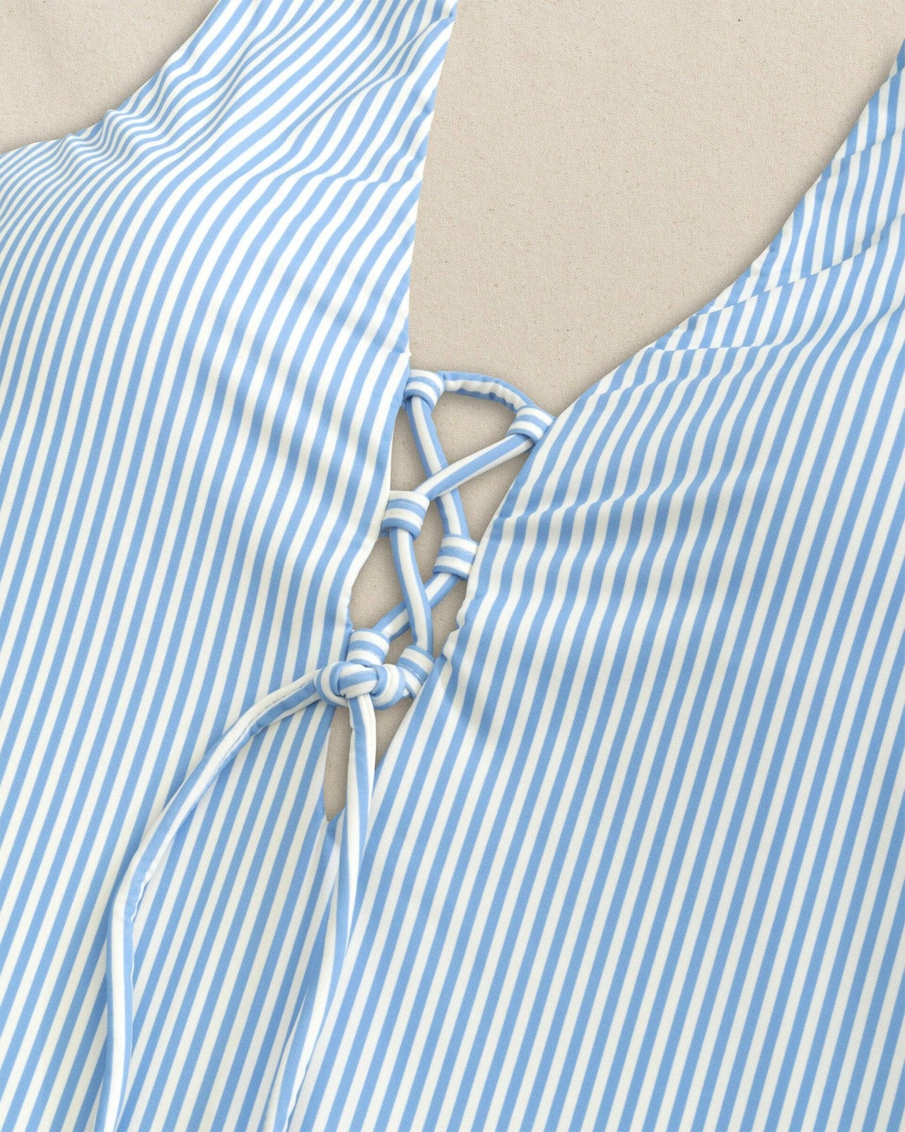 Southern Tide Seersucker Lace-Up One-Piece Swimsuit For Women