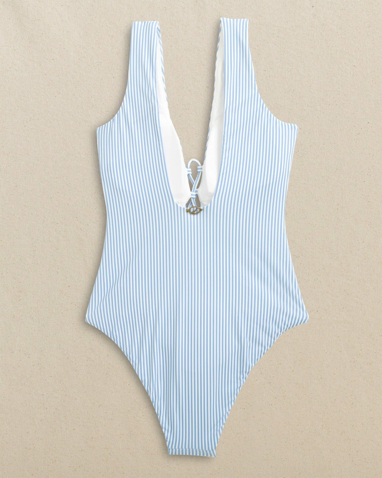 Southern Tide Seersucker Lace-Up One-Piece Swimsuit For Women