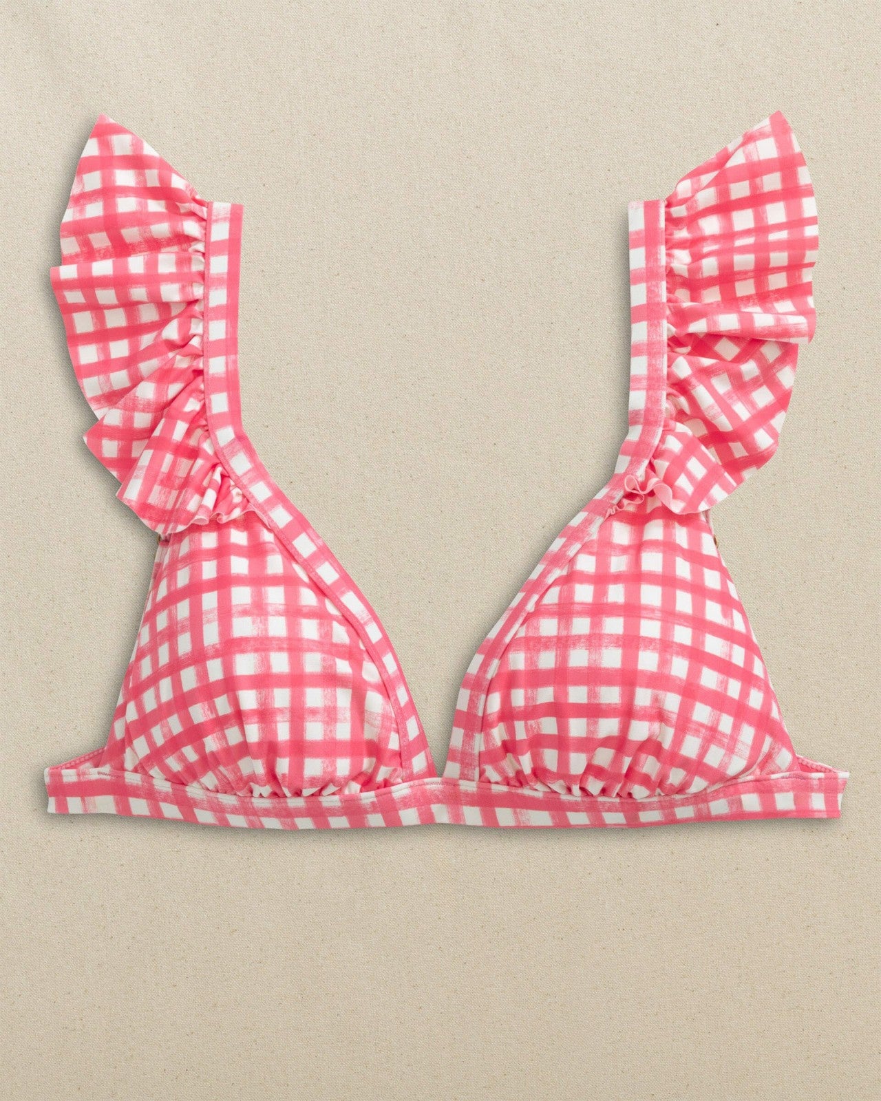 Southern Tide Gingham Banded Ruffle Bikini Top For Women