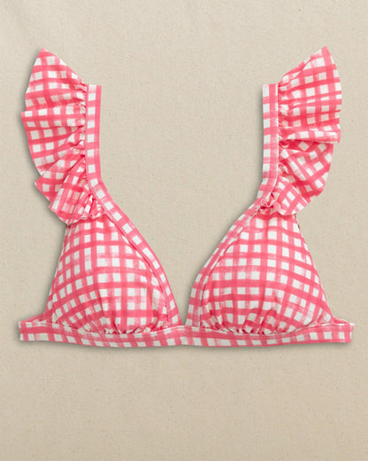 Southern Tide Gingham Banded Ruffle Bikini Top For Women